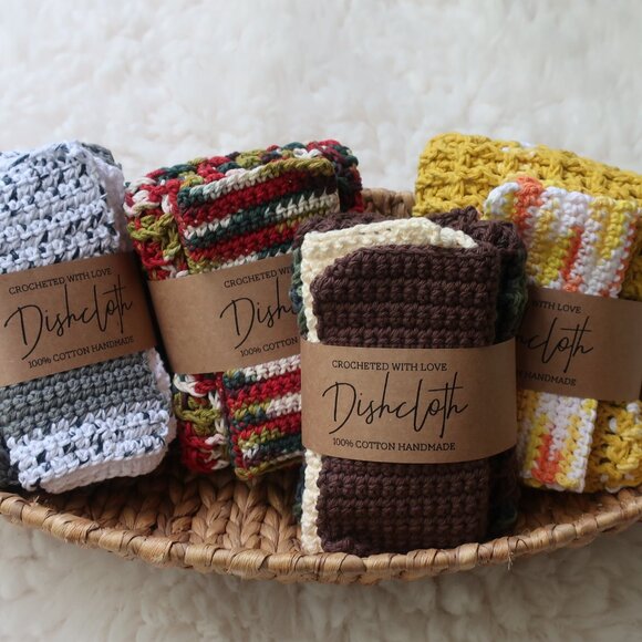 Multicolored Crochet Dish Drying Mats 100% Cotton Kitchen - Picture 7 of 11